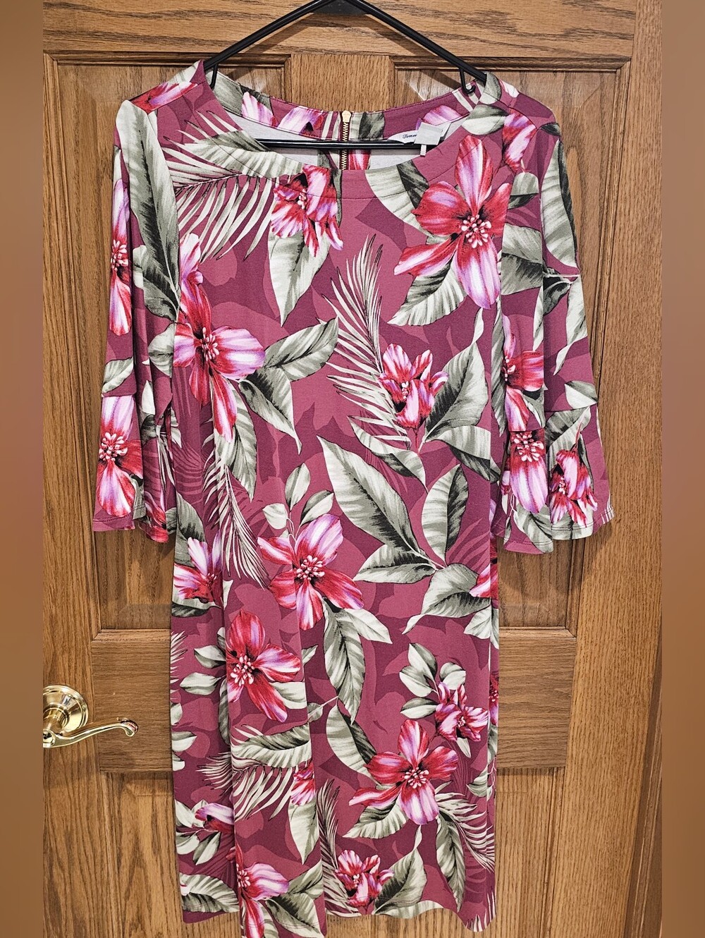 Tommy Bahama Mauve Floral Midi Dress with Pink Blooms